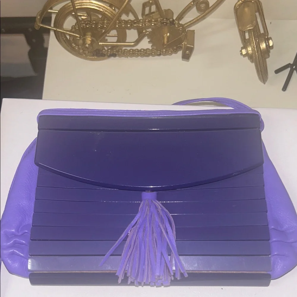 Vintage Italian leather Purple Tassel Women's Bag - Picture 10 of 10